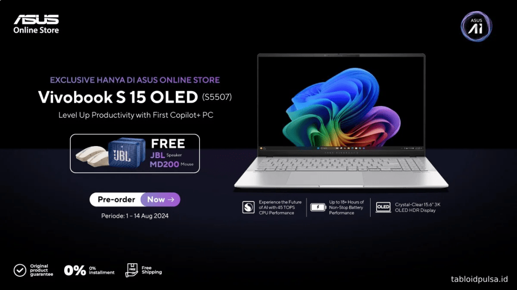 Laptop Copilot+ PC Vivobook S 15 OLED Sudah Dapat Dipesan!
